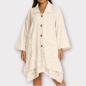 Grau Women’s Coat Jacket Bias Hem Sustainable Handmade Upcycled Lagenlook Boho